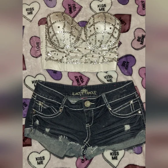 White Rhinestone Corset Bustier Top - Picture 8 of 15